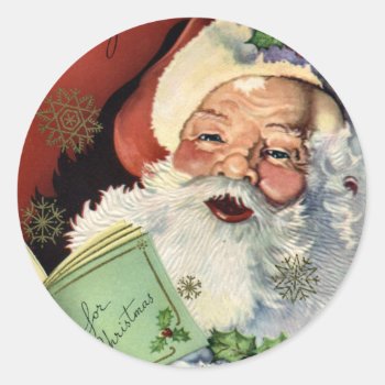 Krw Vintage Santa Claus Christmas Classic Round Sticker by KRWHolidays at Zazzle