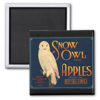 Krw Vintage Snow Owl Apples Fruit Crate Label Magn Magnet by KRWOldWorld at Zazzle