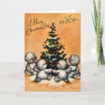 Krw Vintage Snowman Family Card - Customized by KRWHolidays at Zazzle