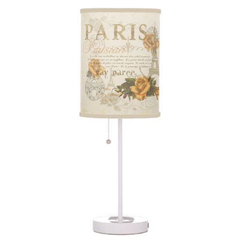 KRW Vintage Style Paris Rose and Eiffel Tower Lamp