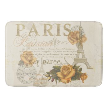 Krw Vintage Style Paris Rose Eiffel Tower Bath Mat by KRWDesigns at Zazzle
