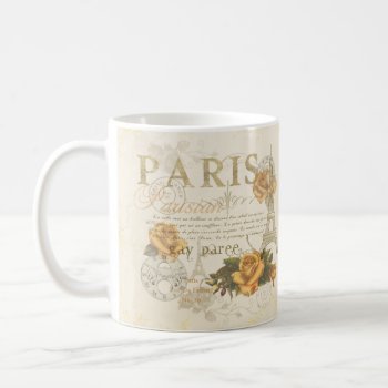 Krw Vintage Style Paris Roses And Eiffel Tower Mug by KRWDesigns at Zazzle
