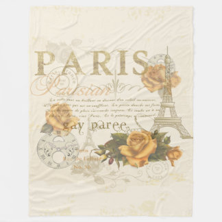 KRW Vintage Style Paris Roses Eiffel Tower Blanket