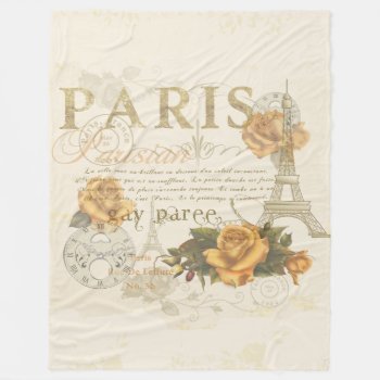 Krw Vintage Style Paris Roses Eiffel Tower Blanket by KRWDesigns at Zazzle