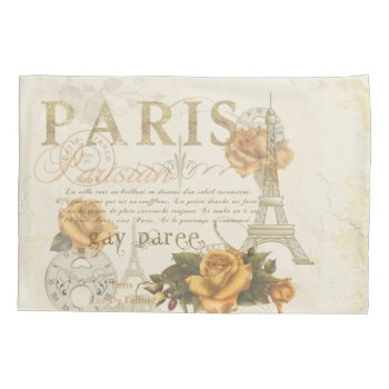 Krw Vintage Style Paris Roses Eiffel Tower Case Pillowcase by KRWDesigns at Zazzle