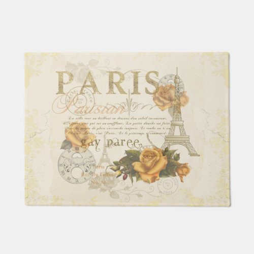 KRW Vintage Style Paris Roses Eiffel Tower Doormat