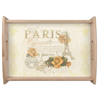 KRW Vintage Style Paris Roses Eiffel Tower Tray