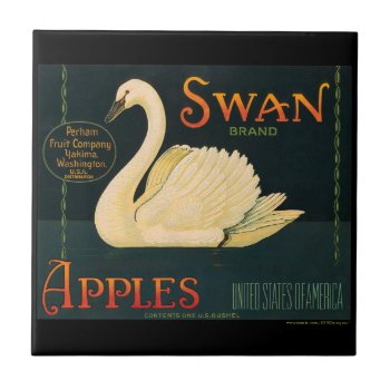 Krw Vintage Swan Apples Fruit Crate Label Ceramic Tile by KRWOldWorld at Zazzle