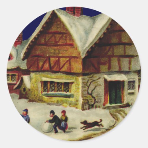 KRW Vintage Winter Scene Holiday Sticker