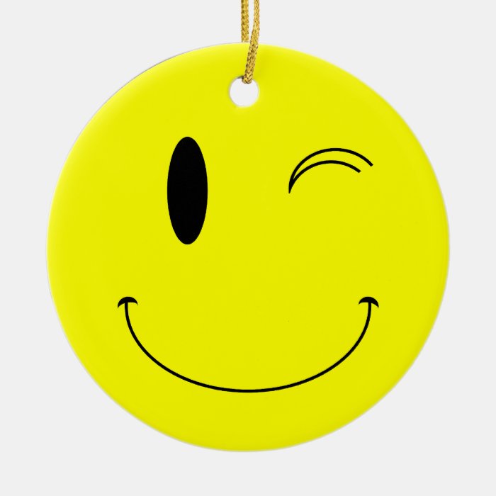 KRW Winking Smilie Face Double Sided Ornament