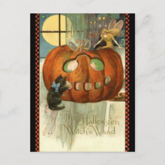 KRW Witches Wand Vintage Halloween Postcard