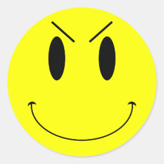 KRW Yellow Evil Face Classic Round Sticker