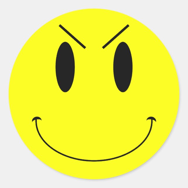 KRW Yellow Evil Face Classic Round Sticker (Front)
