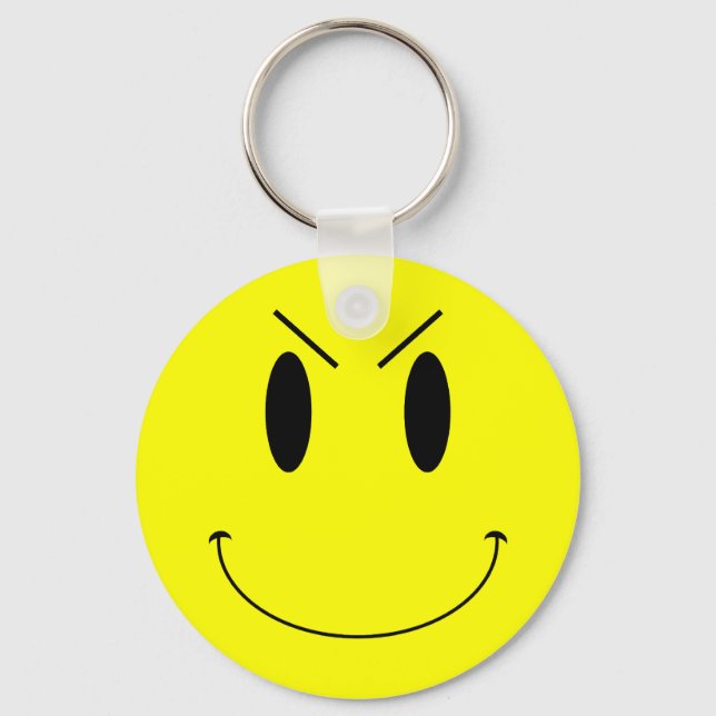 KRW Yellow Evil Face Keychain (Front)