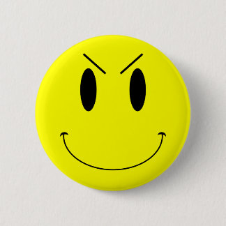 KRW Yellow Evil Face Pinback Button