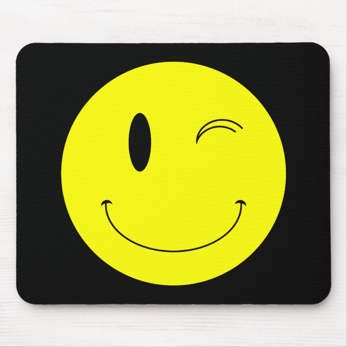 KRW Yellow Winking Smiley Face Mouse Pad