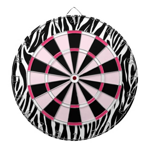 KRW Zebra Black and Pink Girly Dartboard