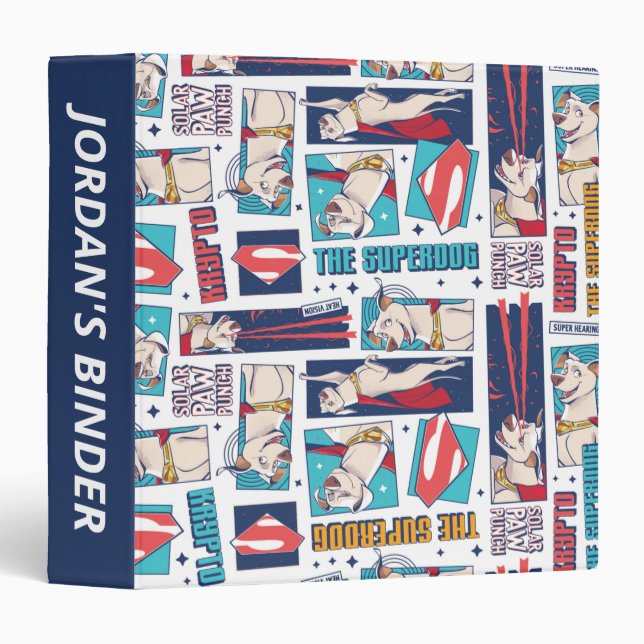 Krypto Comic Panel Pattern 3 Ring Binder (Front/Spine)