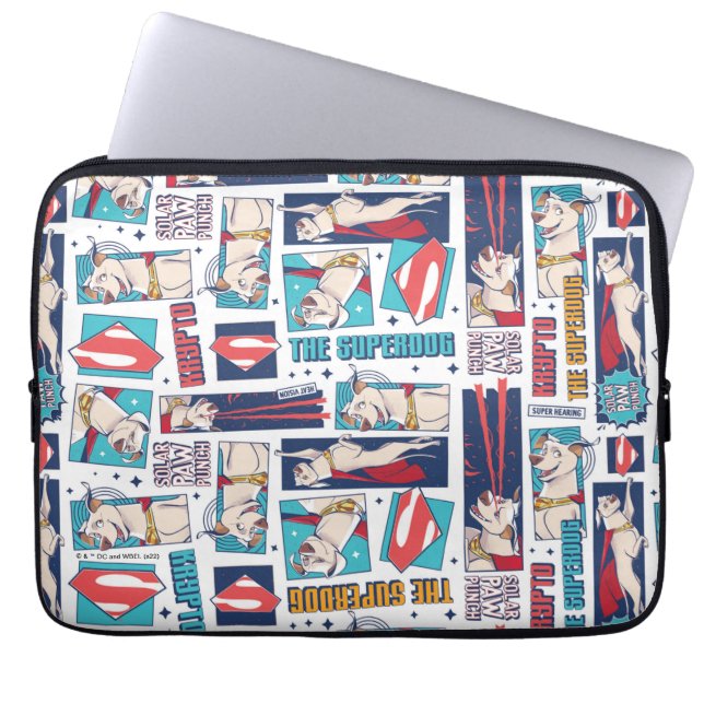 Krypto Comic Panel Pattern Laptop Sleeve (Front)