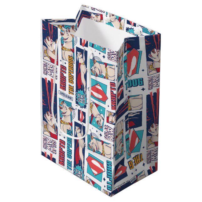 Krypto Comic Panel Pattern Medium Gift Bag (Front Angled)
