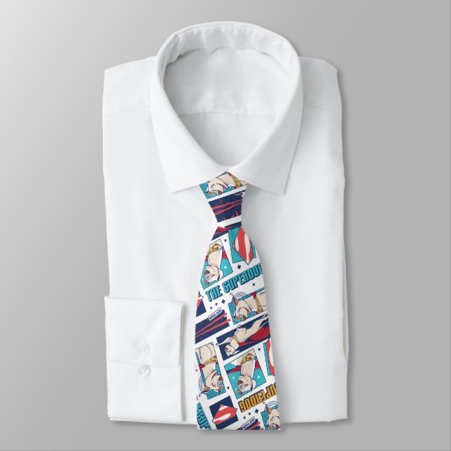 Krypto Comic Panel Pattern Neck Tie (Tied)
