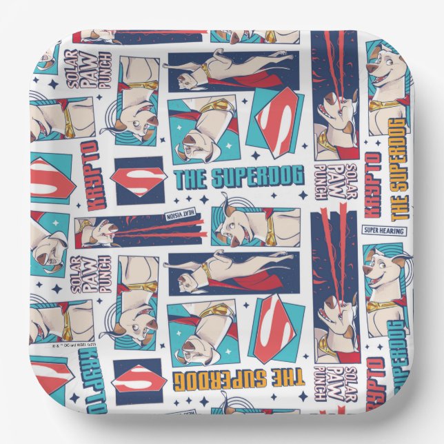 Krypto Comic Panel Pattern Paper Plates (Front)