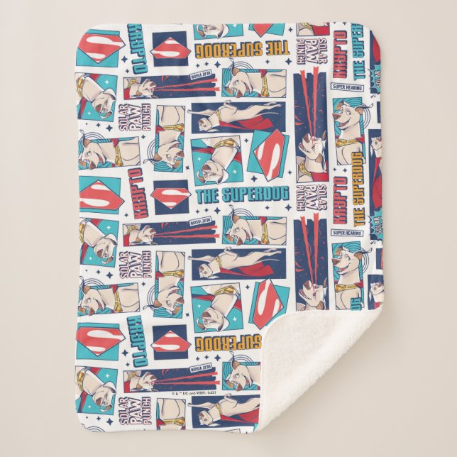 Krypto Comic Panel Pattern Sherpa Blanket (Front)