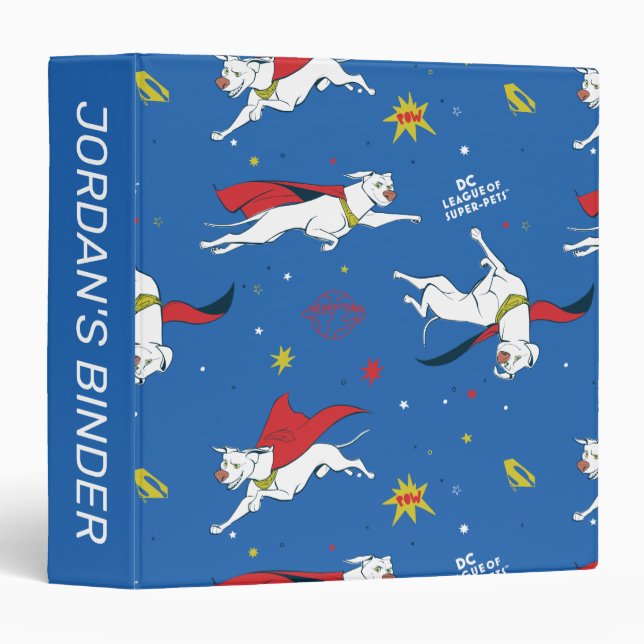 Krypto Flying Pattern 3 Ring Binder (Front/Spine)