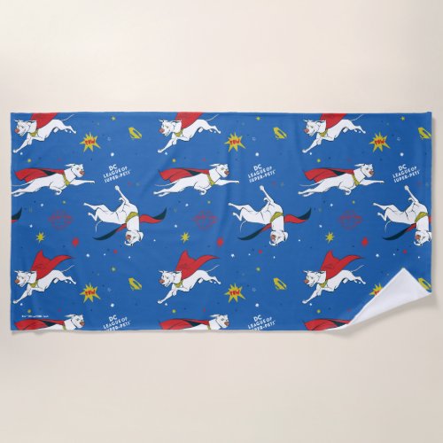 Krypto Flying Pattern Beach Towel