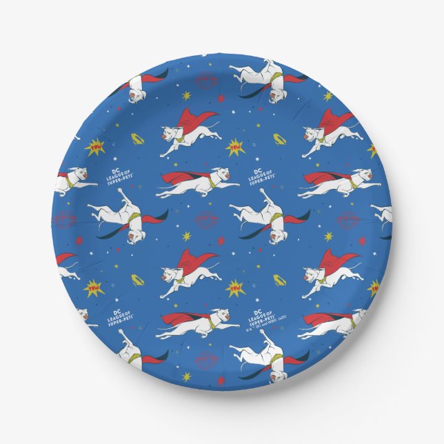 Krypto Flying Pattern Paper Plates (Front)