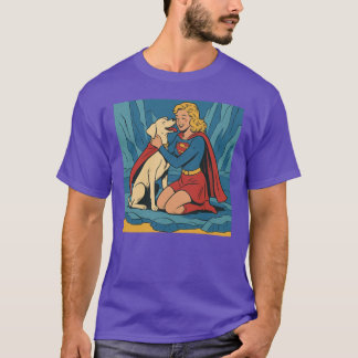 Krypto Meets Supergirl Enthusiastic Hug gift retro T-Shirt