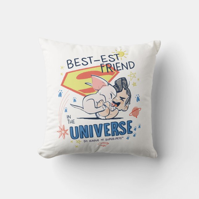 Krypto & Superman: Best-est Friend in the Universe Throw Pillow (Front)
