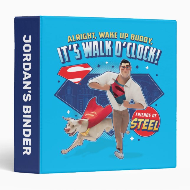 Krypto & Superman - It's Walk O'Clock! 3 Ring Binder (Front/Spine)