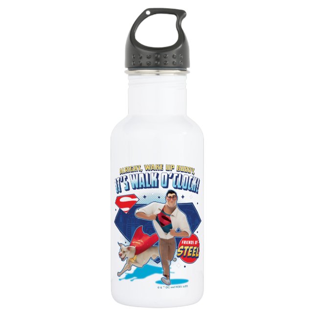 Krypto & Superman - It's Walk O'Clock! Stainless Steel Water Bottle (Front)