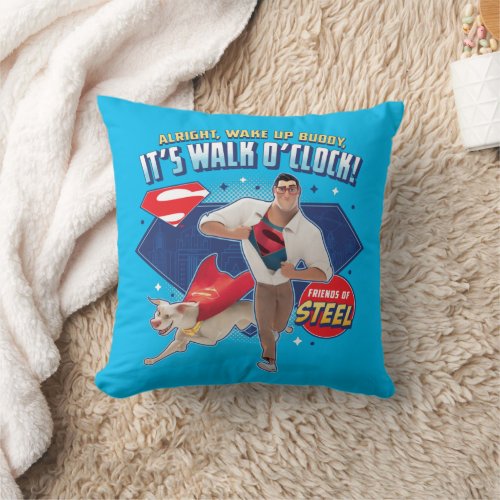 Krypto & Superman - It's Walk O'Clock! Throw Pillow