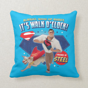 Krypto & Superman - It's Walk O'Clock! Throw Pillow