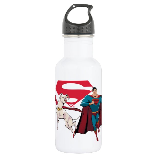 Krypto & Superman Stainless Steel Water Bottle (Front)