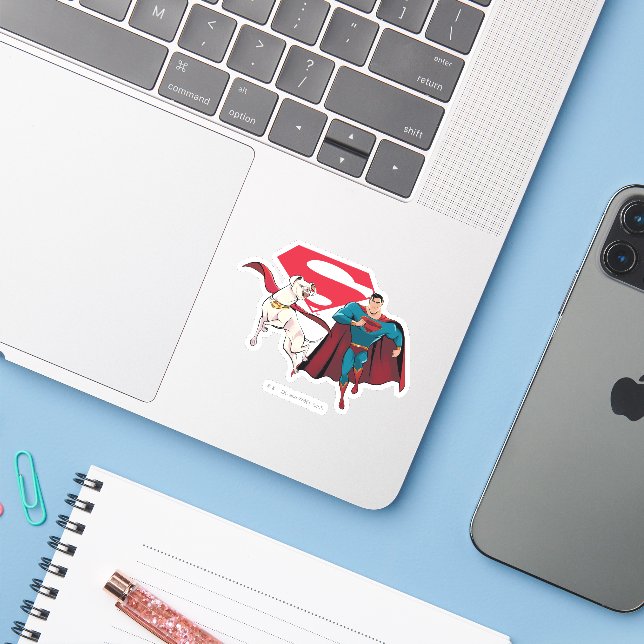 Krypto & Superman Sticker (Laptop w/ iPhone)
