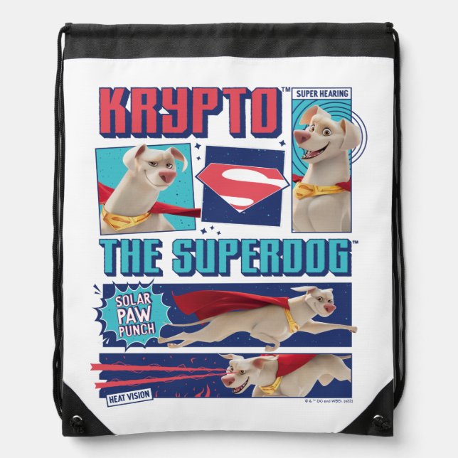 Krypto The Super-Dog Comic Panels Drawstring Bag (Front)