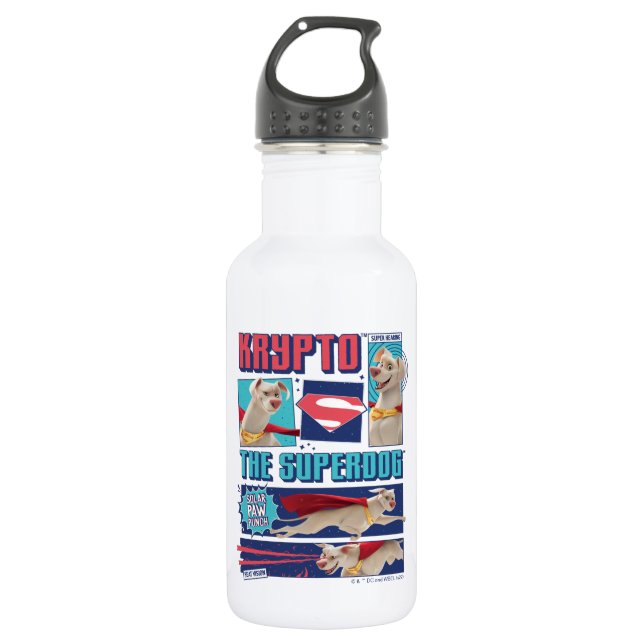Krypto The Super-Dog Comic Panels Stainless Steel Water Bottle (Front)