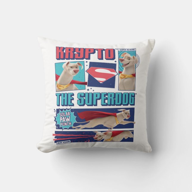 Krypto The Super-Dog Comic Panels Throw Pillow (Front)
