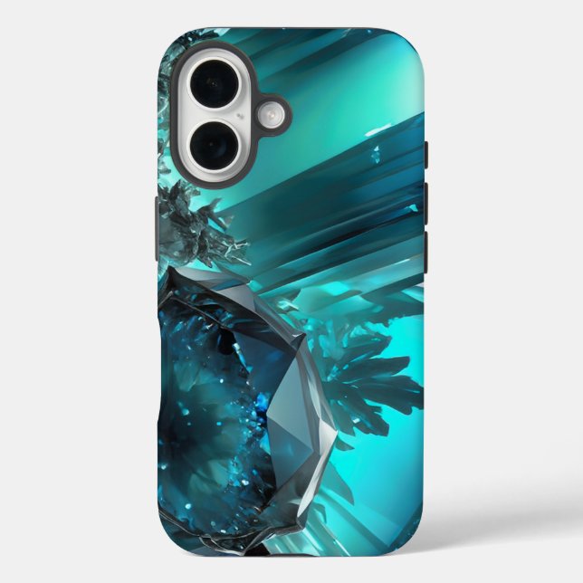 Kryptonite Cavern Abstract Crystal Aquamarine Ice Case-Mate iPhone Case (Back)
