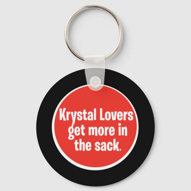 Krystal Lovers -  In the Sack Keychain (Front)