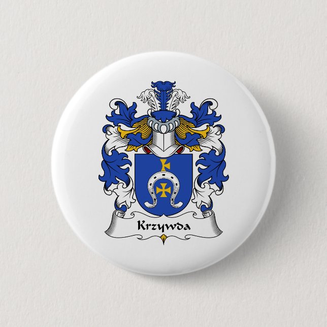 Krzywda Family Crest Pinback Button (Front)