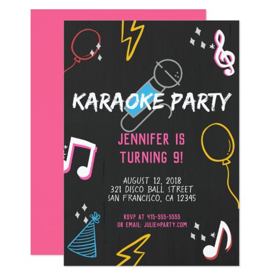 KTV Karaoke Singing Rockstar Voice Birthday Party Invitation | Zazzle.com