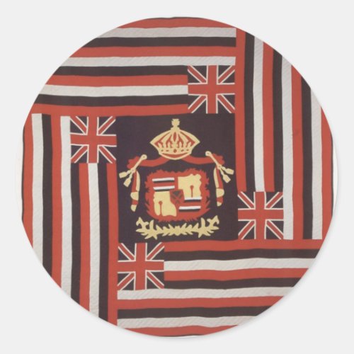 Kuʻu Hae Aloha My Beloved Flag Hawaiian cotton Classic Round Sticker