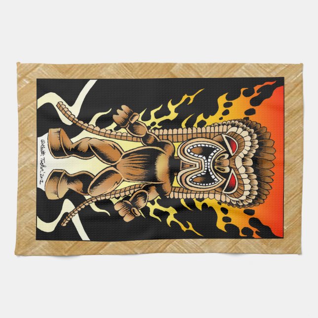 Ku, Hawaiian Tiki God Towel (Horizontal)