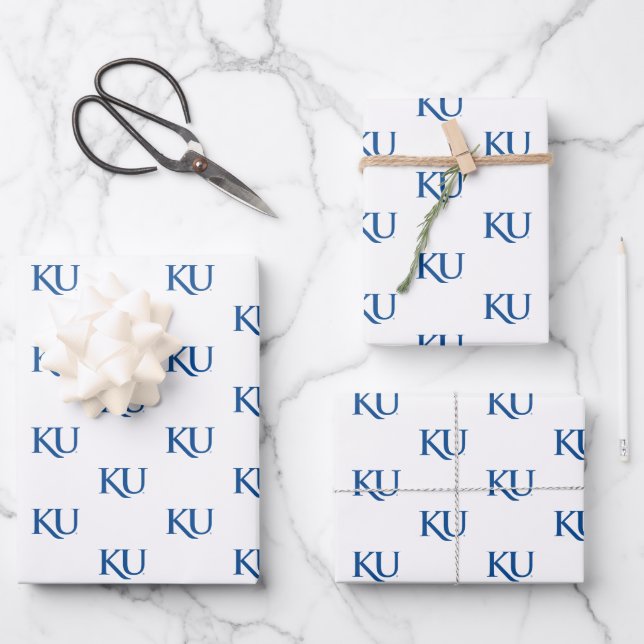 KU Monogram Logo Wrapping Paper Sheets (Front)