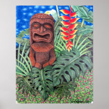 Ku Tiki Hawaiian God of War Jungle Poster