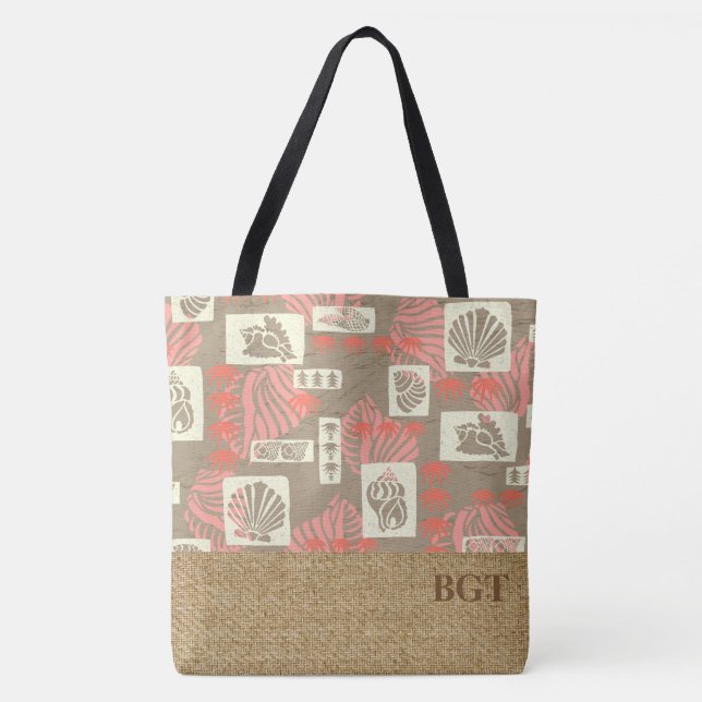 Kua Bay Hawaiian Undersea Shell Monogram Beach Bag (Front)